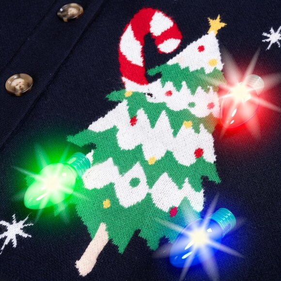 Women's Christmas Ugly Sweater Cardigan, Light Up Ugly Christmas Sweater - Picture 5 of 6